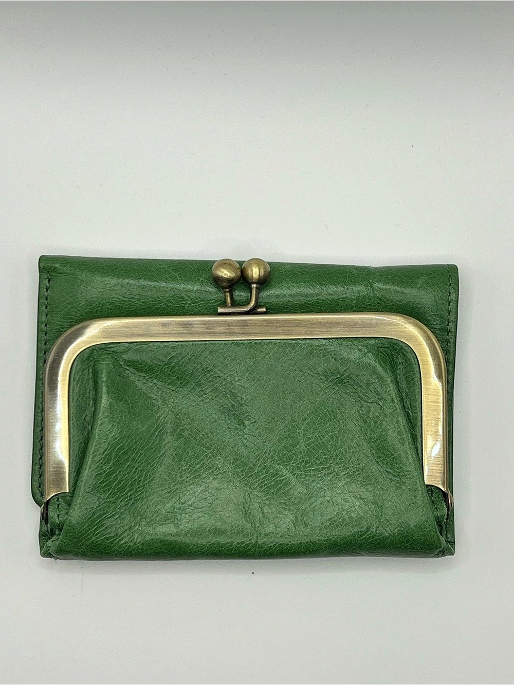 Hobo Lauren Double Frame Clutch Wallet Green & Gold